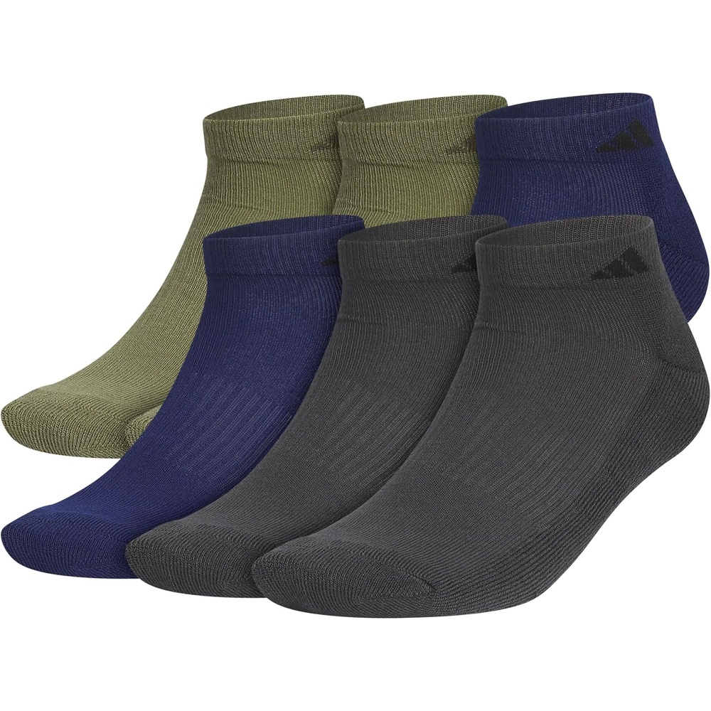 image:imageadidas Mens Athletic Cushioned Low Cut Ankle Socks 6 Pairs Durable amp ComfortableOlive Strata GreenDark BlueCarbon Grey