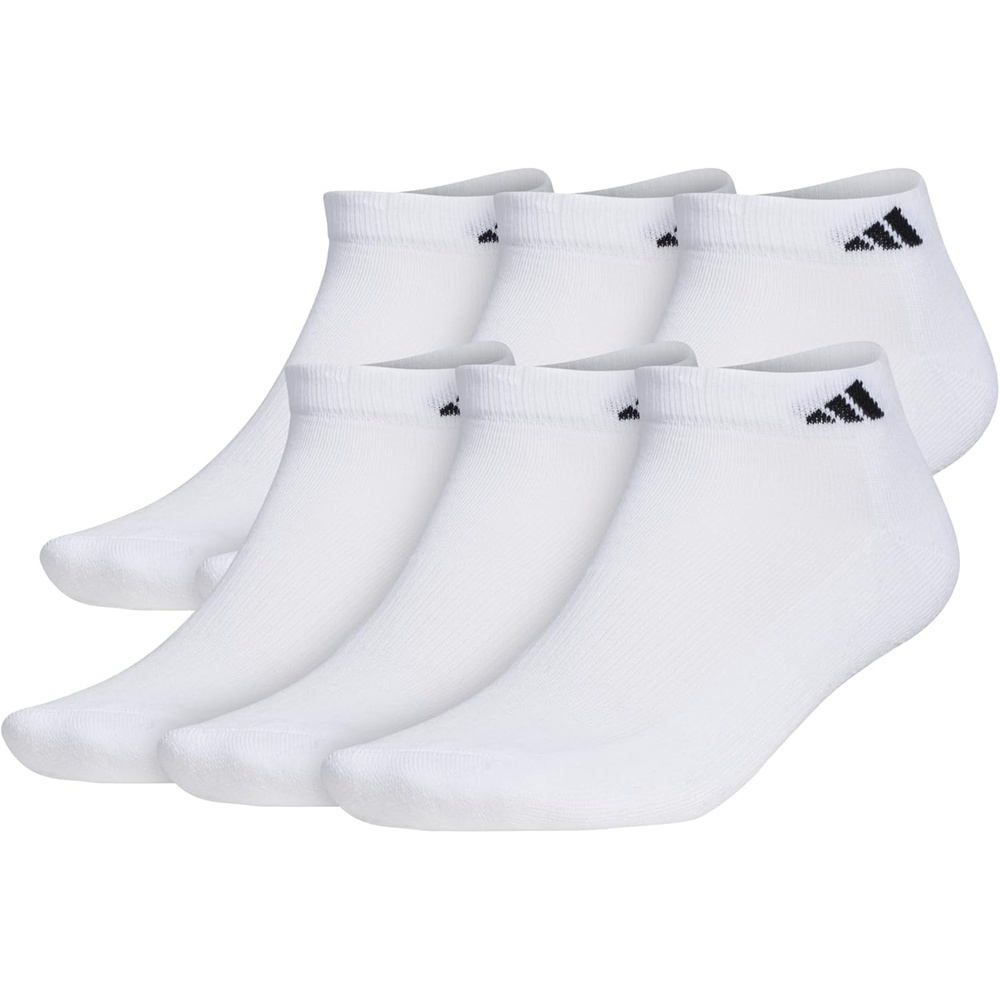 image:imageadidas Mens Athletic Cushioned Low Cut Ankle Socks 6 Pairs Durable amp ComfortableWhiteBlack