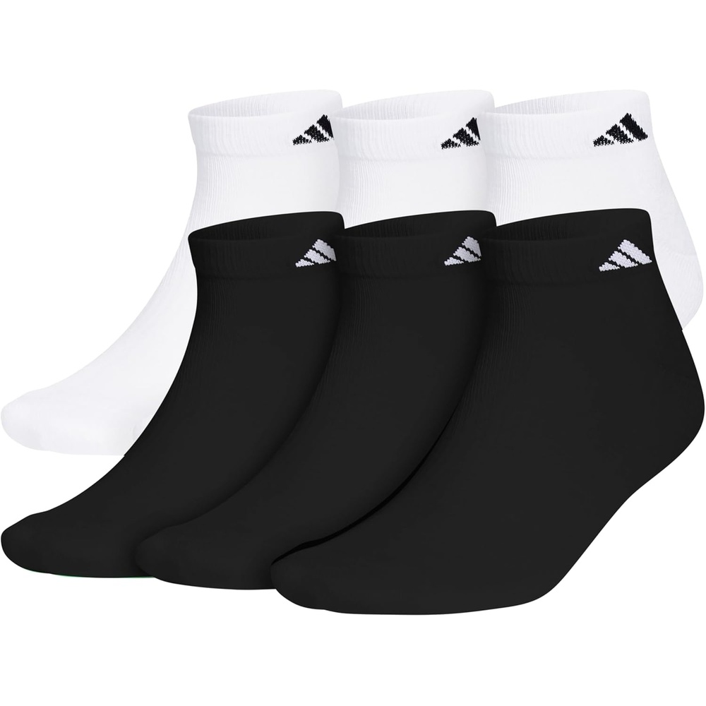 image:imageadidas Mens Athletic Cushioned Low Cut Ankle Socks 6 Pairs Durable amp ComfortableWhiteBlackWhite