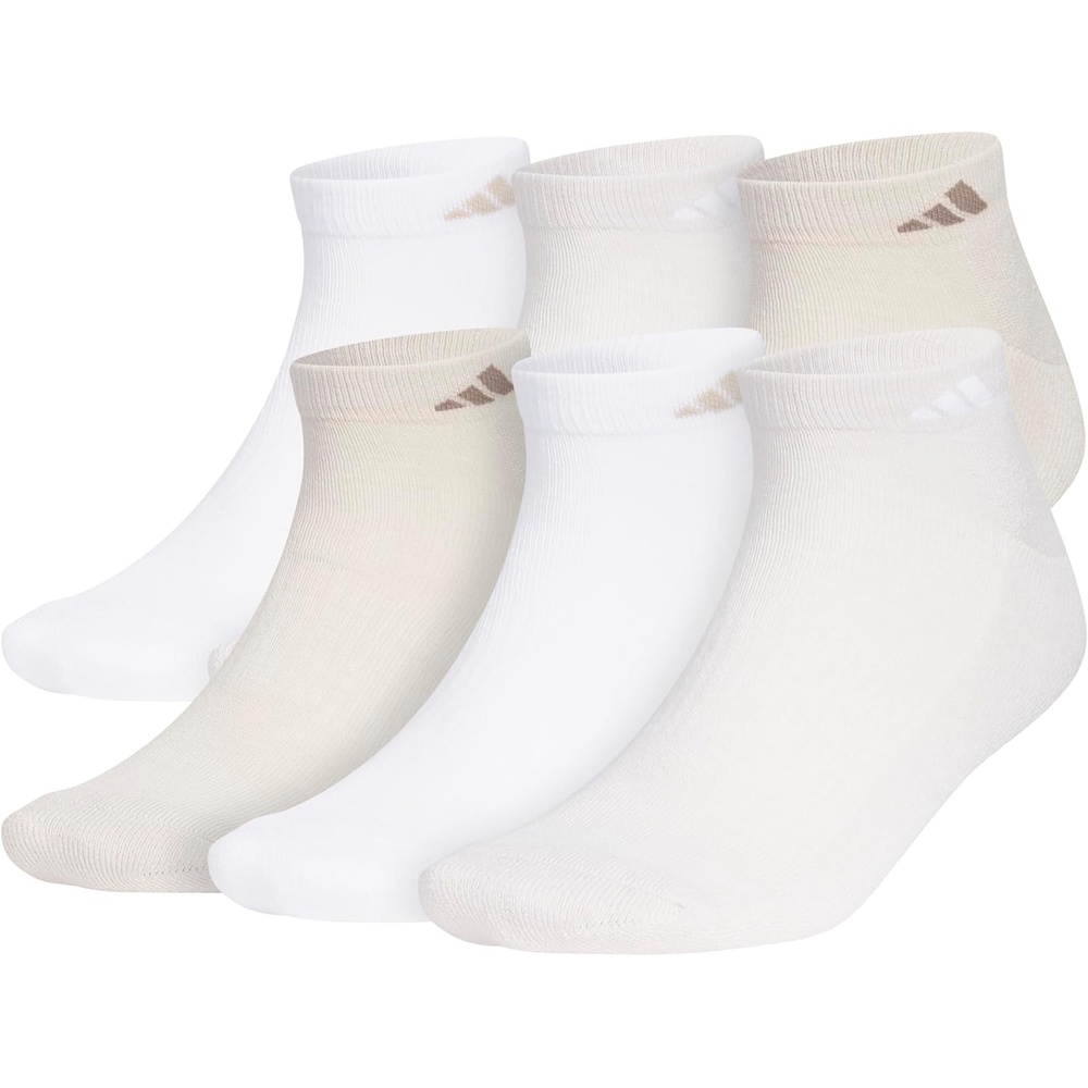 image:imageadidas Mens Athletic Cushioned Low Cut Ankle Socks 6 Pairs Durable amp ComfortableWhiteWonder BeigeAlumina Beige