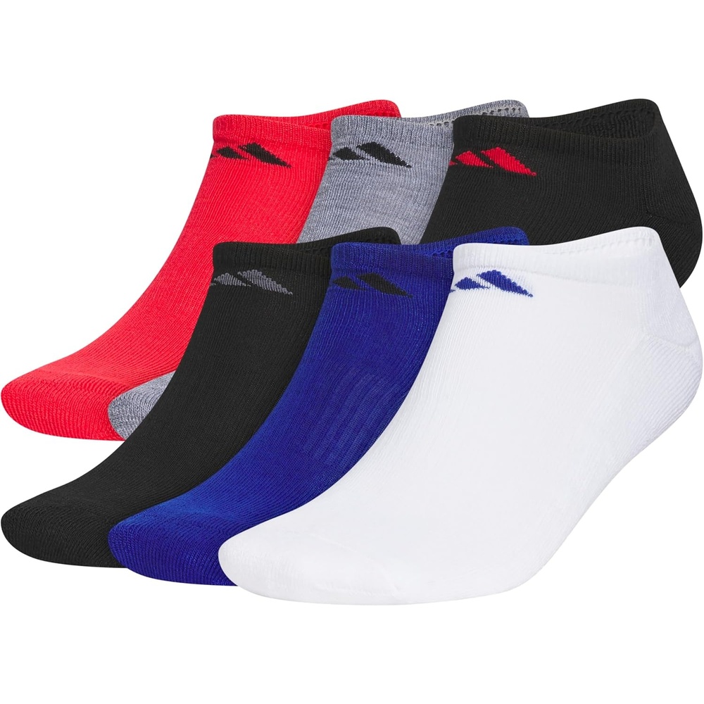 image:imageadidas Mens Athletic Cushioned No Show Socks 6 Pairs Durable amp ComfortablePure Ruby RedBlackTeam Royal Blue