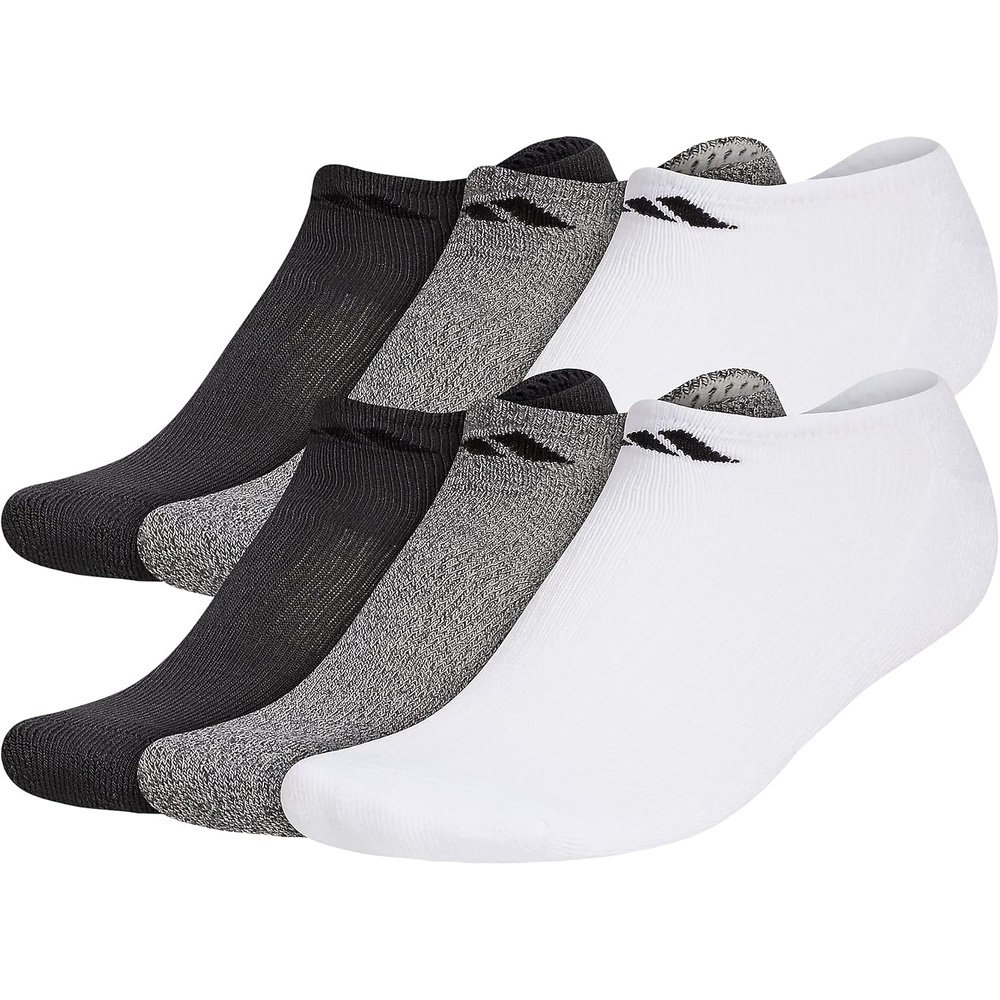 image:imageadidas Mens Athletic Cushioned No Show Socks 6 Pairs Durable amp ComfortableWhiteAlumina BeigeCarbon Grey