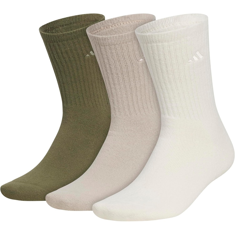 image:imageadidas Mens Cushioned Comfort Crew Socks 3 Pairs Super Soft amp CozyOlive Strata GreenWonder BeigeWonder White