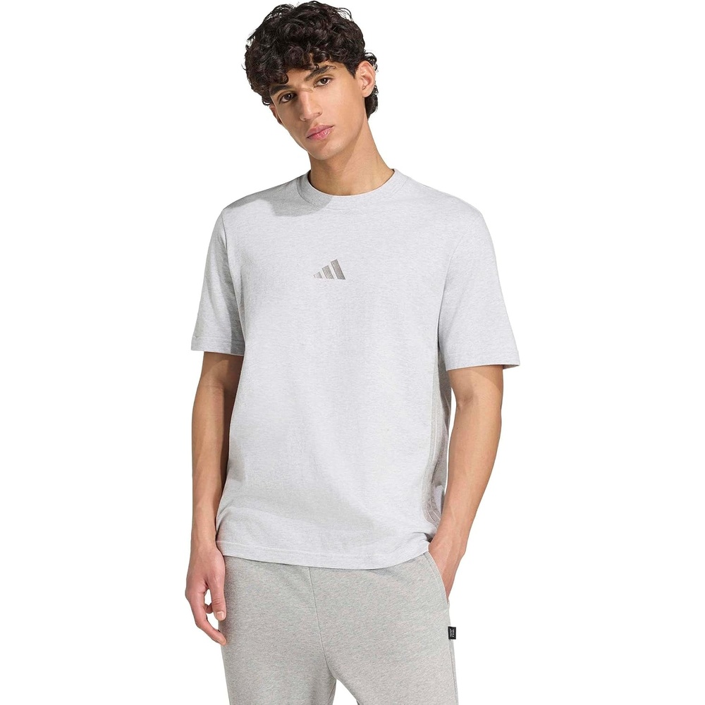 image:imageadidas Mens Essentials 3Stripes Single Jersey TShirtLight Grey Heather