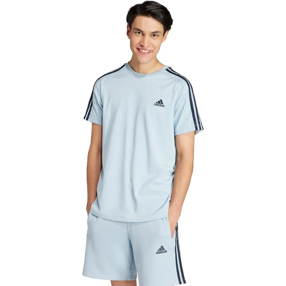 image:imageadidas Mens Essentials 3Stripes Single Jersey TShirtWonder Blue