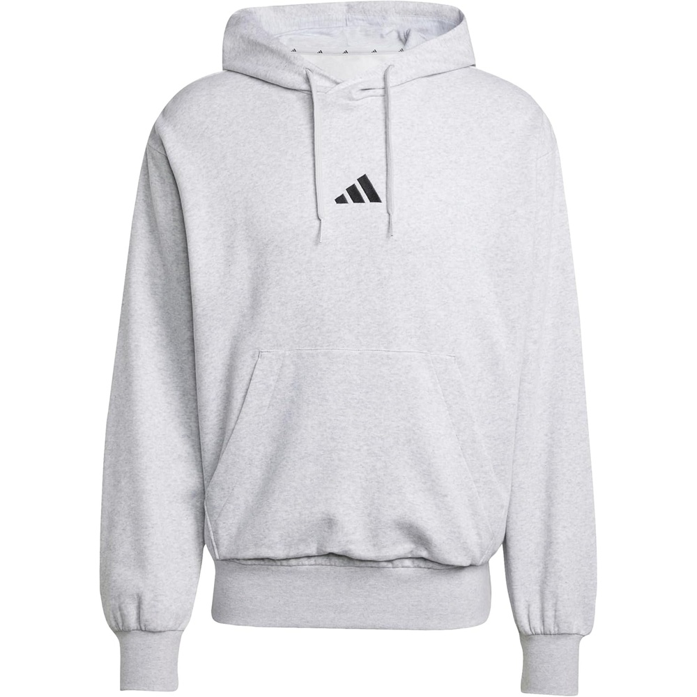 image:imageadidas Mens Essentials Feel Cozy Fleece Hoodie SweatshirtLight Grey HeatherBlack