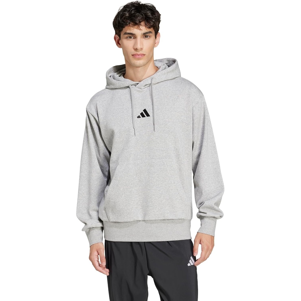 image:imageadidas Mens Essentials Feel Cozy Fleece Hoodie SweatshirtMedium Grey HeatherBlack