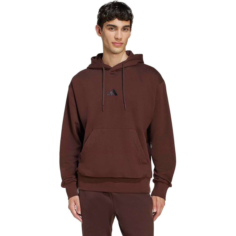 image:imageadidas Mens Essentials Feel Cozy Fleece Hoodie SweatshirtShadow BrownBlack