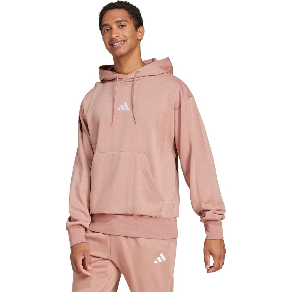 image:imageadidas Mens Essentials Feel Cozy Fleece Hoodie SweatshirtWarm ClayWhite