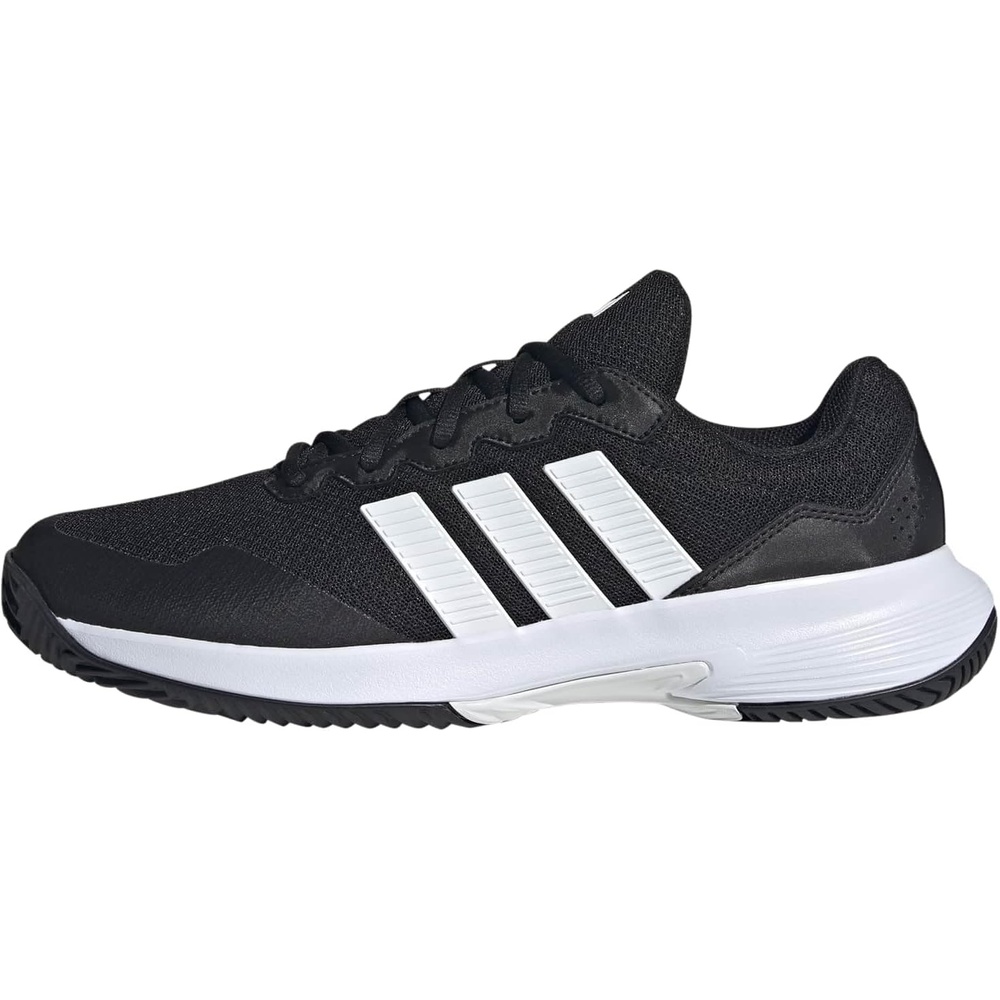 image:imageadidas Mens Gamecourt 2 Tennis ShoesBlackWhiteSilver Metallic