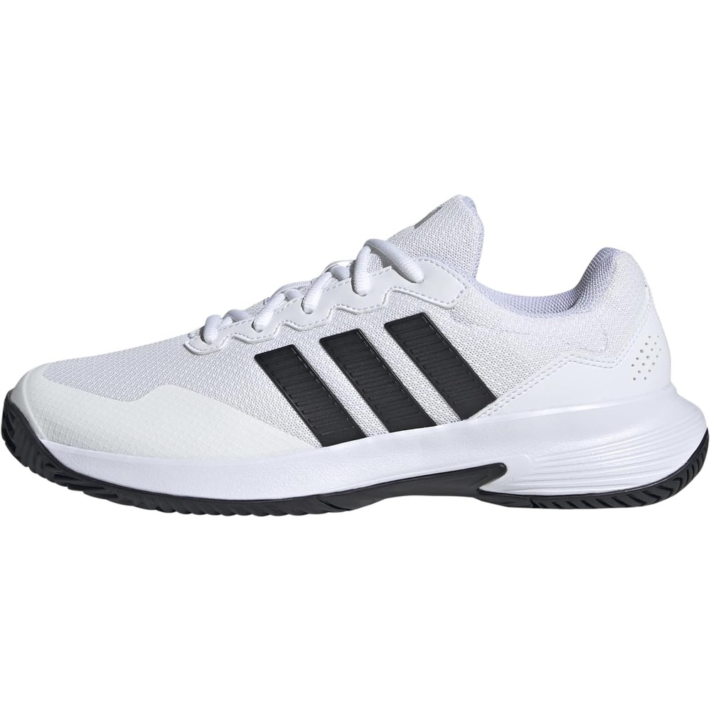 image:imageadidas Mens Gamecourt 2 Tennis ShoesWhiteCore BlackSilver Metallic
