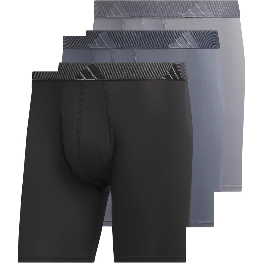 image:imageadidas Mens Microfiber Boxer Briefs 3Pack or 5Pack Performance Stretch MoistureWicking UnderwearBlackOnix GreyGrey
