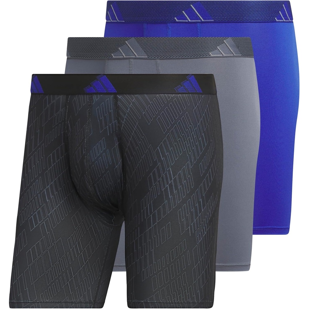 image:imageadidas Mens Microfiber Boxer Briefs 3Pack or 5Pack Performance Stretch MoistureWicking UnderwearGhost BlackonixOnix GreySemi Lucid Blue