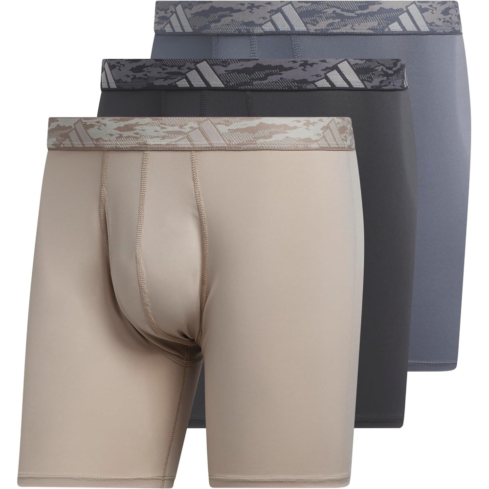 image:imageadidas Mens Microfiber Boxer Briefs 3Pack or 5Pack Performance Stretch MoistureWicking UnderwearWonder BeigeCarbon GreyOnix Grey