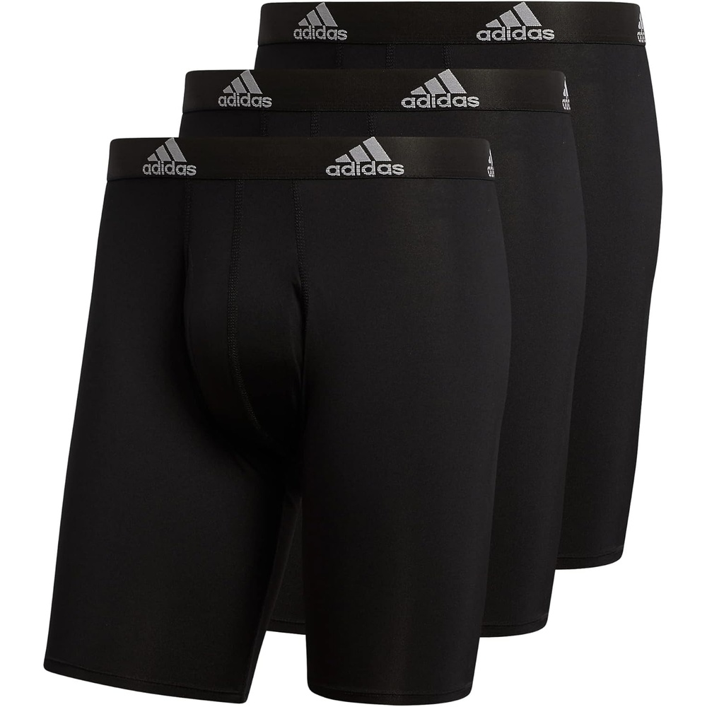 image:imageadidas Mens Microfiber Long Boxer Briefs 3Pack MoistureWicking Performance Stretch UnderwearBlackLight Onix GreyPerformance