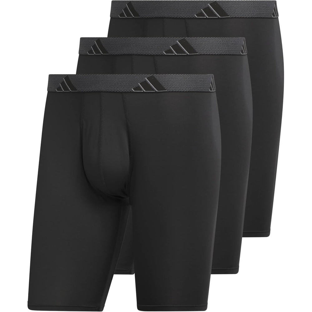 image:imageadidas Mens Microfiber Long Boxer Briefs 3Pack MoistureWicking Performance Stretch UnderwearBlackOnix GreyBlack