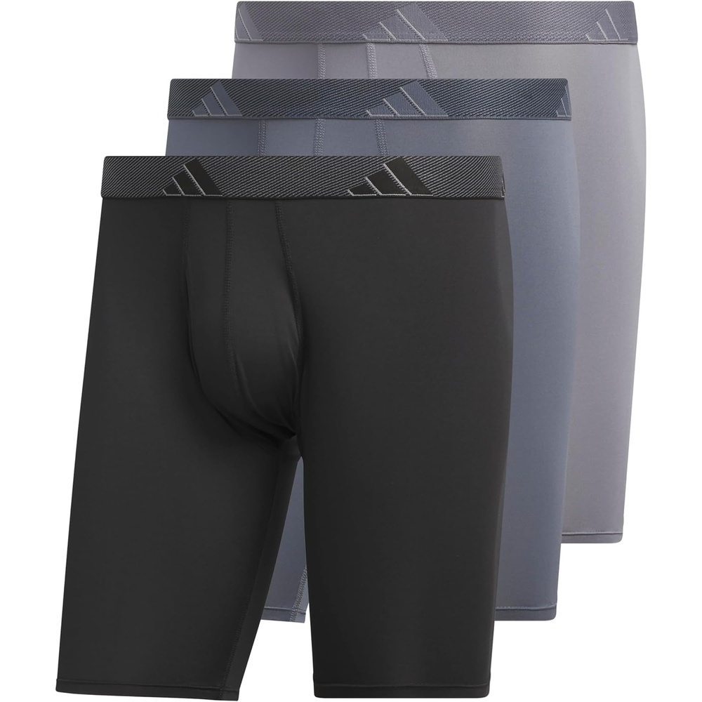 image:imageadidas Mens Microfiber Long Boxer Briefs 3Pack MoistureWicking Performance Stretch UnderwearBlackOnix GreyGrey