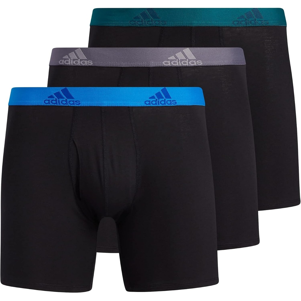image:imageadidas Mens Performance Stretch Cotton Boxer Briefs Mens Underwear Boxer Brief Soft Stretch Superior Comfort 3PackBlackBlue RushLegacy Teal Green