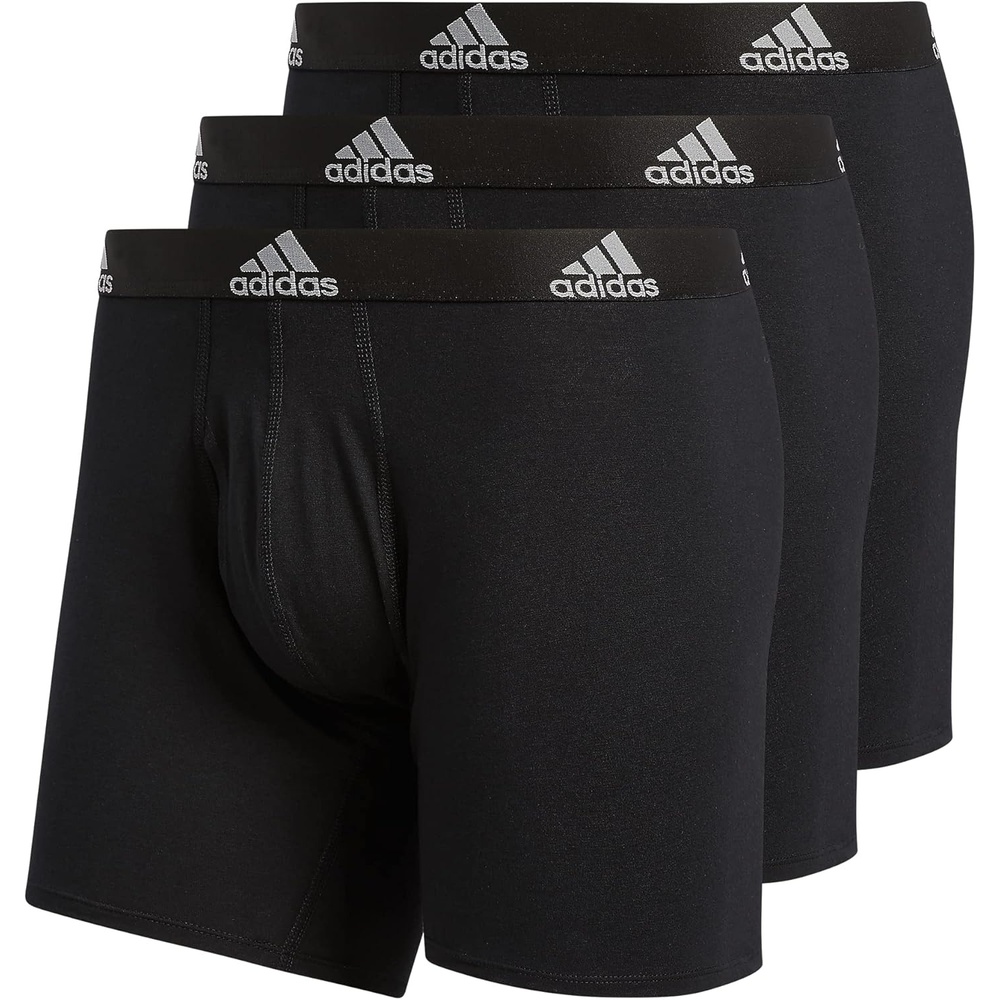 image:imageadidas Mens Performance Stretch Cotton Boxer Briefs Mens Underwear Boxer Brief Soft Stretch Superior Comfort 3PackBlackLight Onix Grey