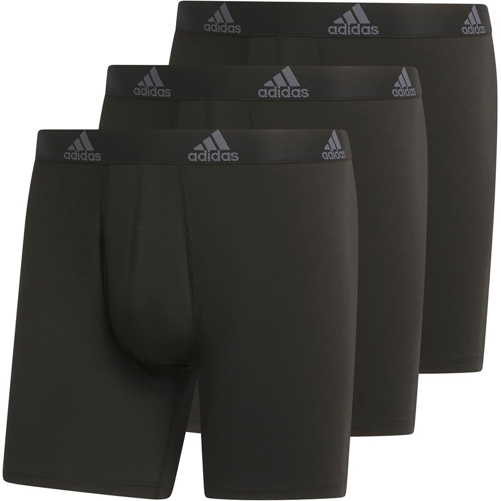image:imageadidas Mens Performance Stretch Cotton Boxer Briefs Mens Underwear Boxer Brief Soft Stretch Superior Comfort 3PackBlackOnix Grey