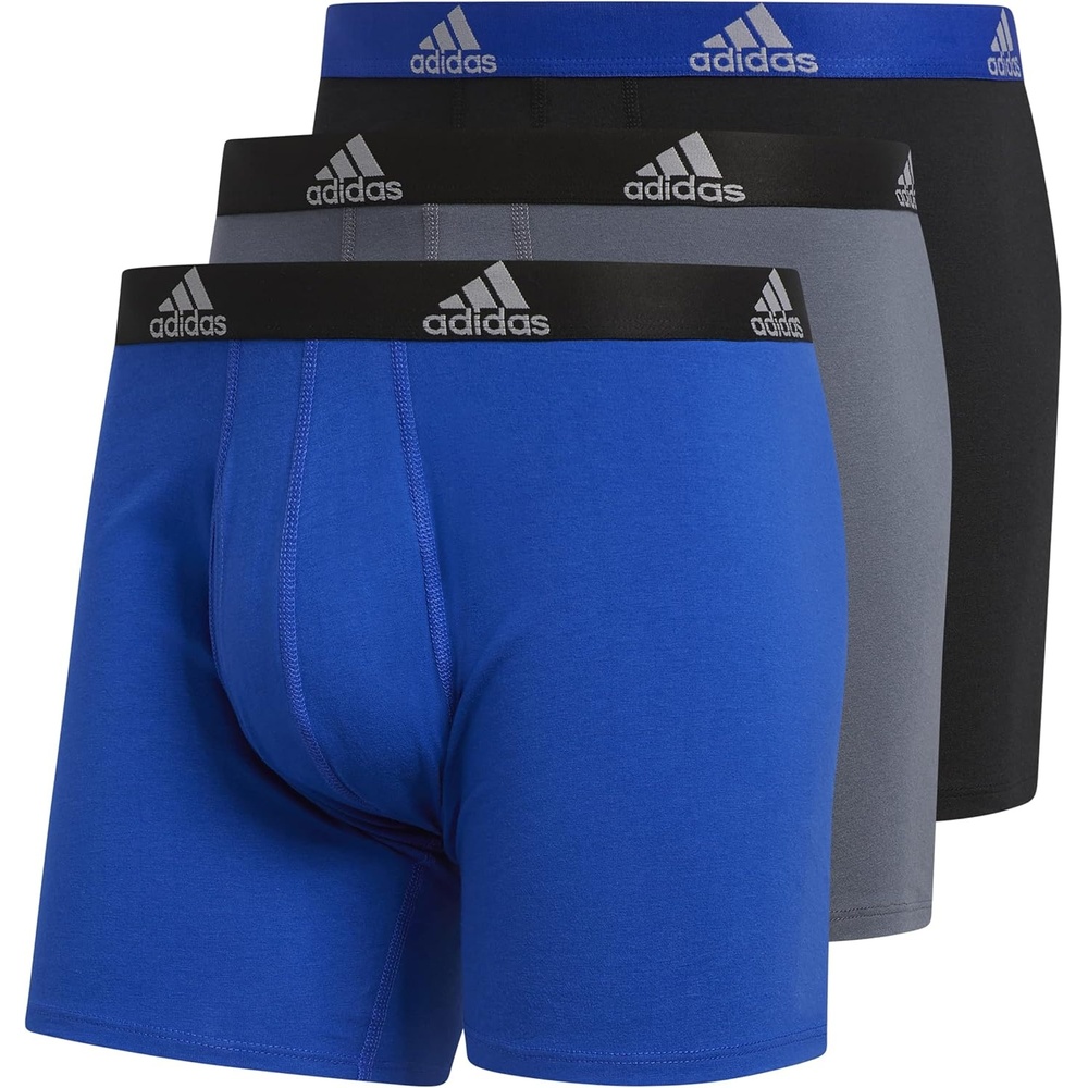 image:imageadidas Mens Performance Stretch Cotton Boxer Briefs Mens Underwear Boxer Brief Soft Stretch Superior Comfort 3PackBlue