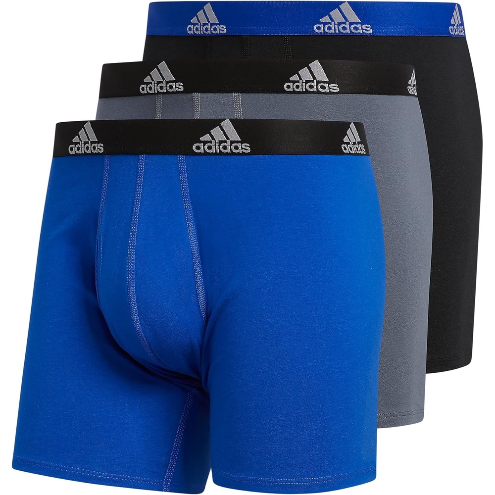 image:imageadidas Mens Performance Stretch Cotton Boxer Briefs Mens Underwear Boxer Brief Soft Stretch Superior Comfort 3PackBold BlueOnix GreyBlack