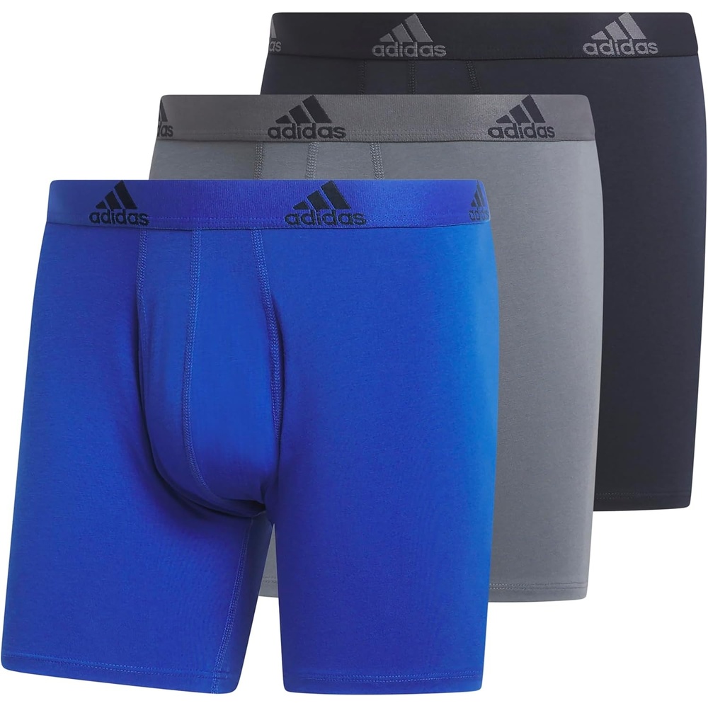 image:imageadidas Mens Performance Stretch Cotton Boxer Briefs Mens Underwear Boxer Brief Soft Stretch Superior Comfort 3PackTeam Royal BlueOnix GreyLegend Ink Blue