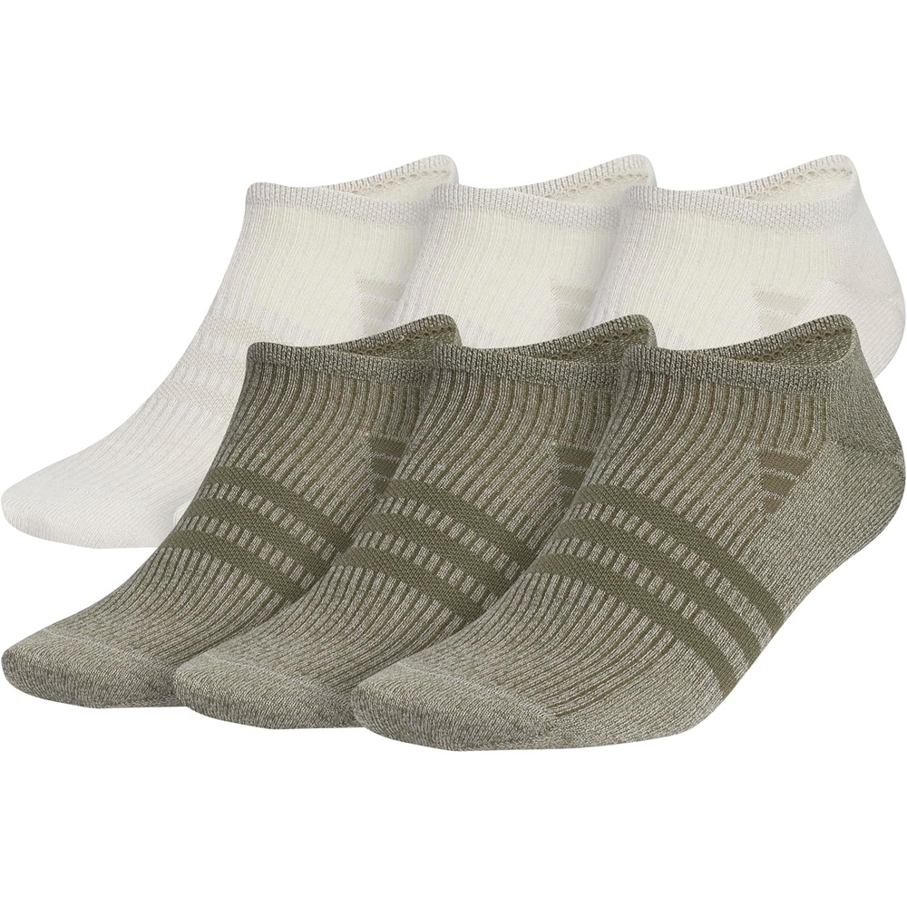 image:imageadidas Mens Superlite No Show Socks 6 Pairs Lightweight amp BreathableOff WhitePutty GreyOlive Strata Green3