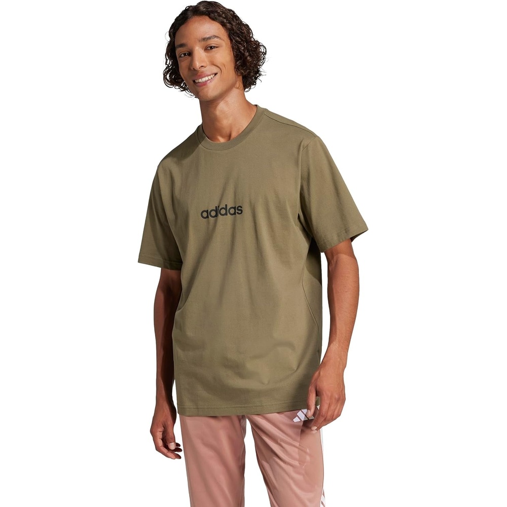 image:imageadidas Originals Mens Essentials Linear Single Jersey TShirtOlive StrataBlack