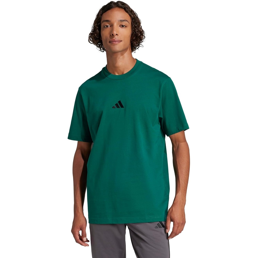 image:imageadidas Originals Mens Essentials Small Logo Single Jersey TShirtCollegiate GreenBlack
