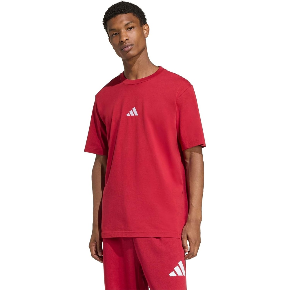 image:imageadidas Originals Mens Essentials Small Logo Single Jersey TShirtMaroonWhite