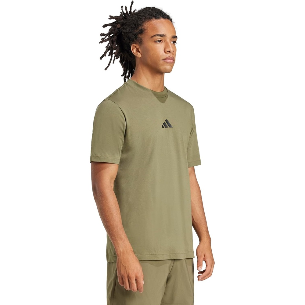 image:imageadidas Originals Mens Essentials Small Logo Single Jersey TShirtOlive StrataBlack