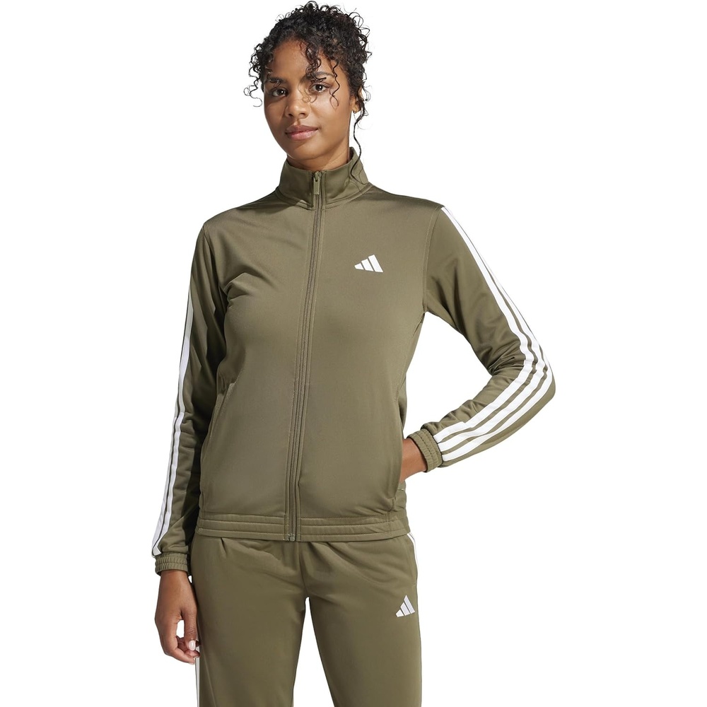image:imageadidas Originals Womens Tricot 3Stripes Track Top SweatshirtOlive StrataWhite