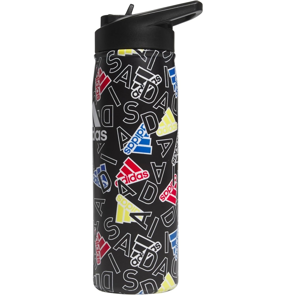 image:imageadidas Stainless Steel Metal Water Bottle 20 oz 600 mL Straw LidAdi Comp BlackBlackWhite