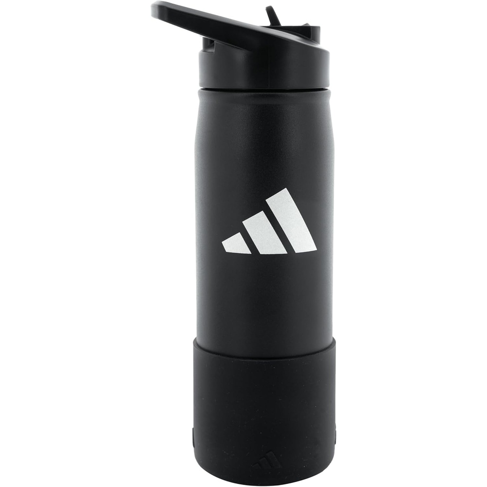 image:imageadidas Stainless Steel Metal Water Bottle 20 oz 600 mL Straw LidBlackWhiteBlack2