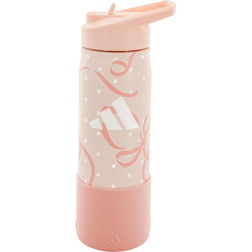 image:imageadidas Stainless Steel Metal Water Bottle 20 oz 600 mL Straw LidPink TintWhiteSemi Frozen Turbo Pink2