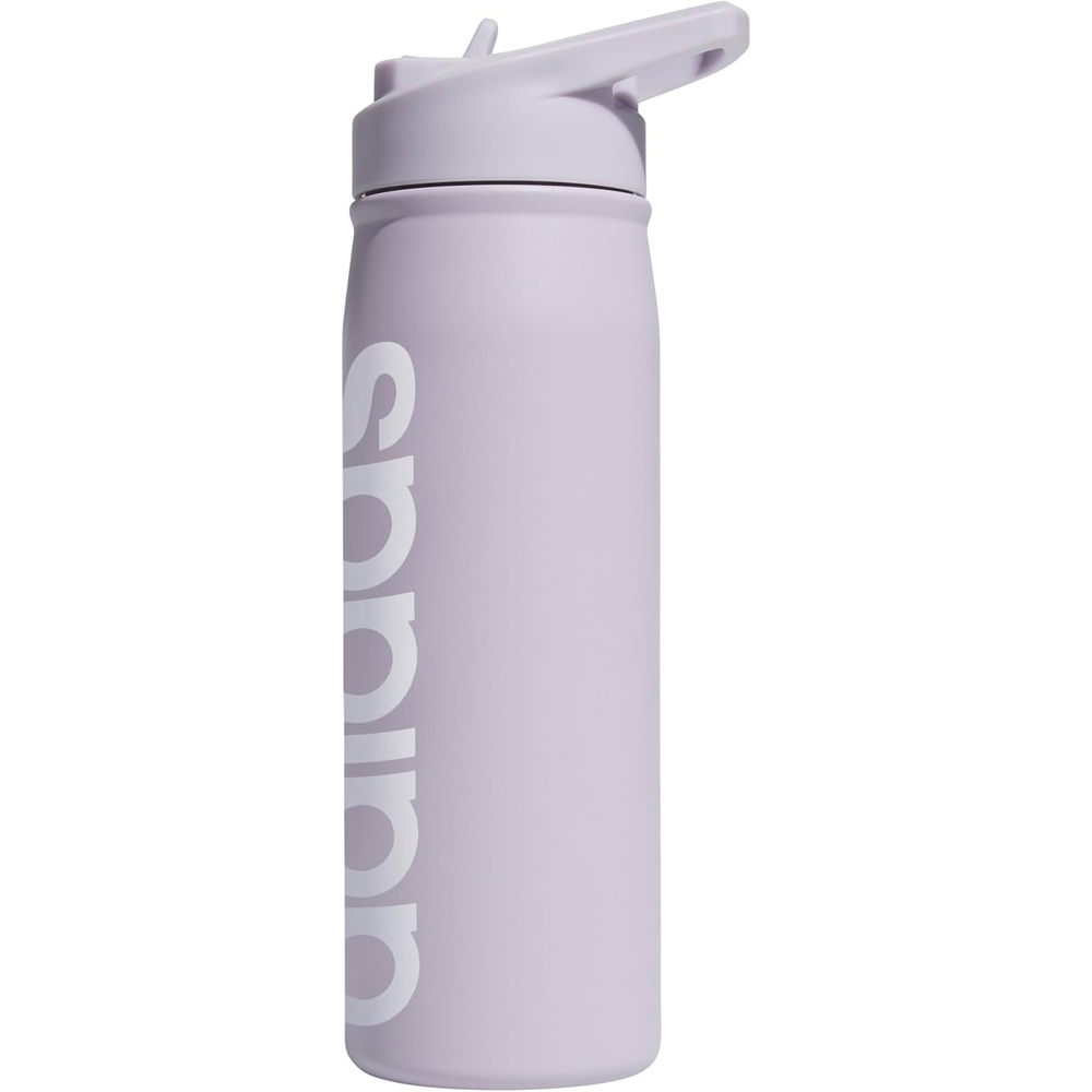 image:imageadidas Stainless Steel Metal Water Bottle 20 oz 600 mL Straw LidSilver Dawn GreyWhite