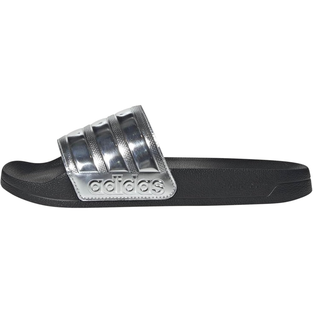 image:imageadidas Unisex Adult Adilette Shower Slide SandalBlackSilver MetallicSilver Metallic