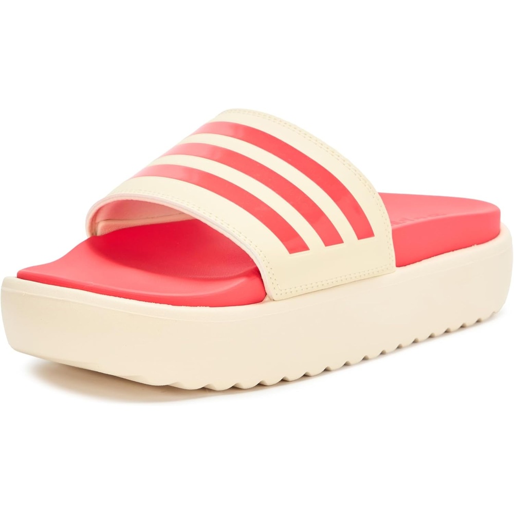image:imageadidas Womens Adilette Platform Slide SandalsWarm VanillaSemi Lucid RedSemi Lucid Red