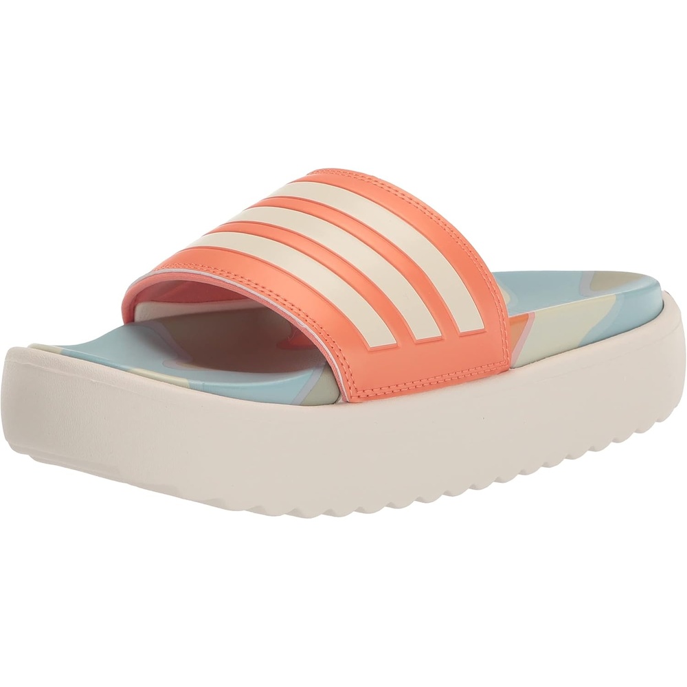 image:imageadidas Womens Adilette Platform Slide SandalsWhiteWhiteSemi Coral