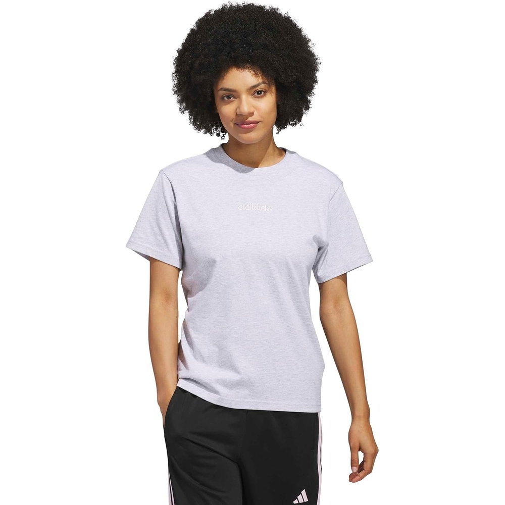 image:imageadidas Womens Bow on Linear Logo Graphic TShirtLight Grey Heather