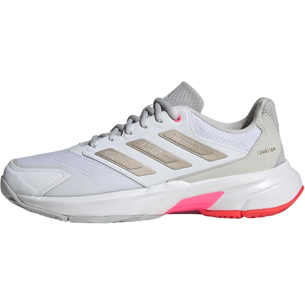 image:imageadidas Womens Courtjam Control 3 Tennis Sneakers Shoes WhiteWhiteIron MetallicLucid Red