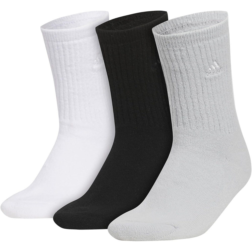 image:imageadidas Womens Cushioned Comfort Socks 3 Pairs Super Soft amp CozyCrew1WhiteBlackClear Onix Grey