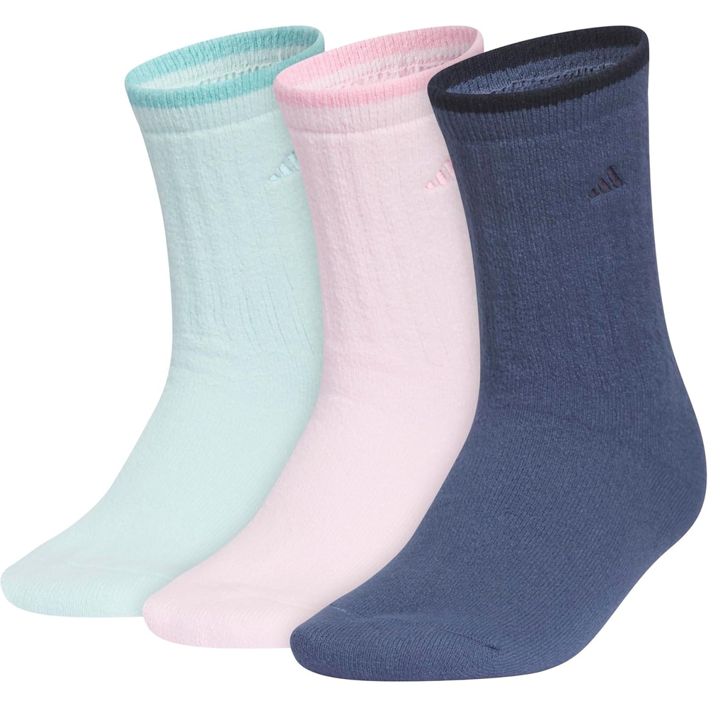 image:imageadidas Womens Cushioned Comfort Socks 3 Pairs Super Soft amp CozyCrew2Halo Mint GreenClear PinkPreloved Ink Blue