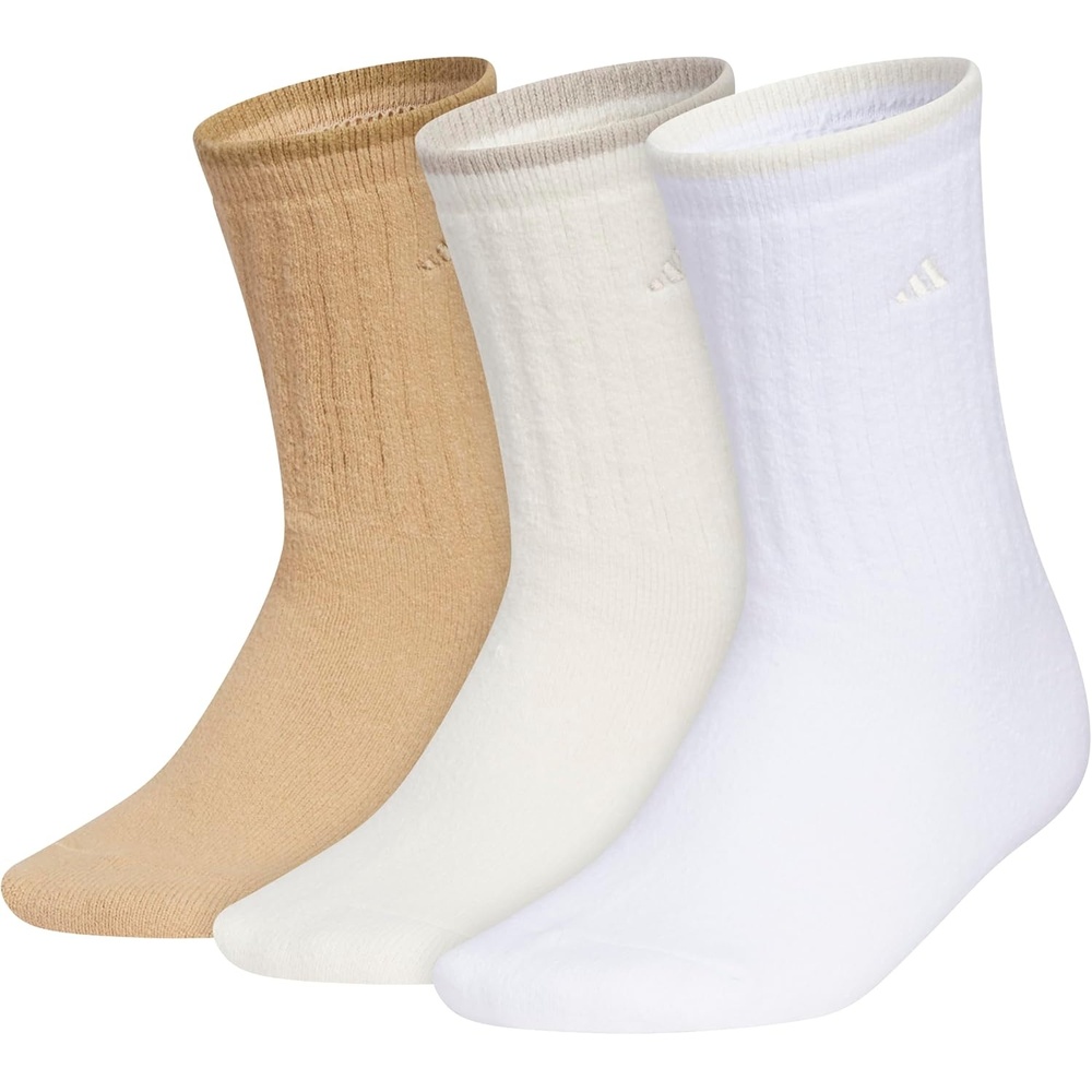 image:imageadidas Womens Cushioned Comfort Socks 3 Pairs Super Soft amp CozyCrew2Warm Sandstone BeigeWonder WhiteWhite