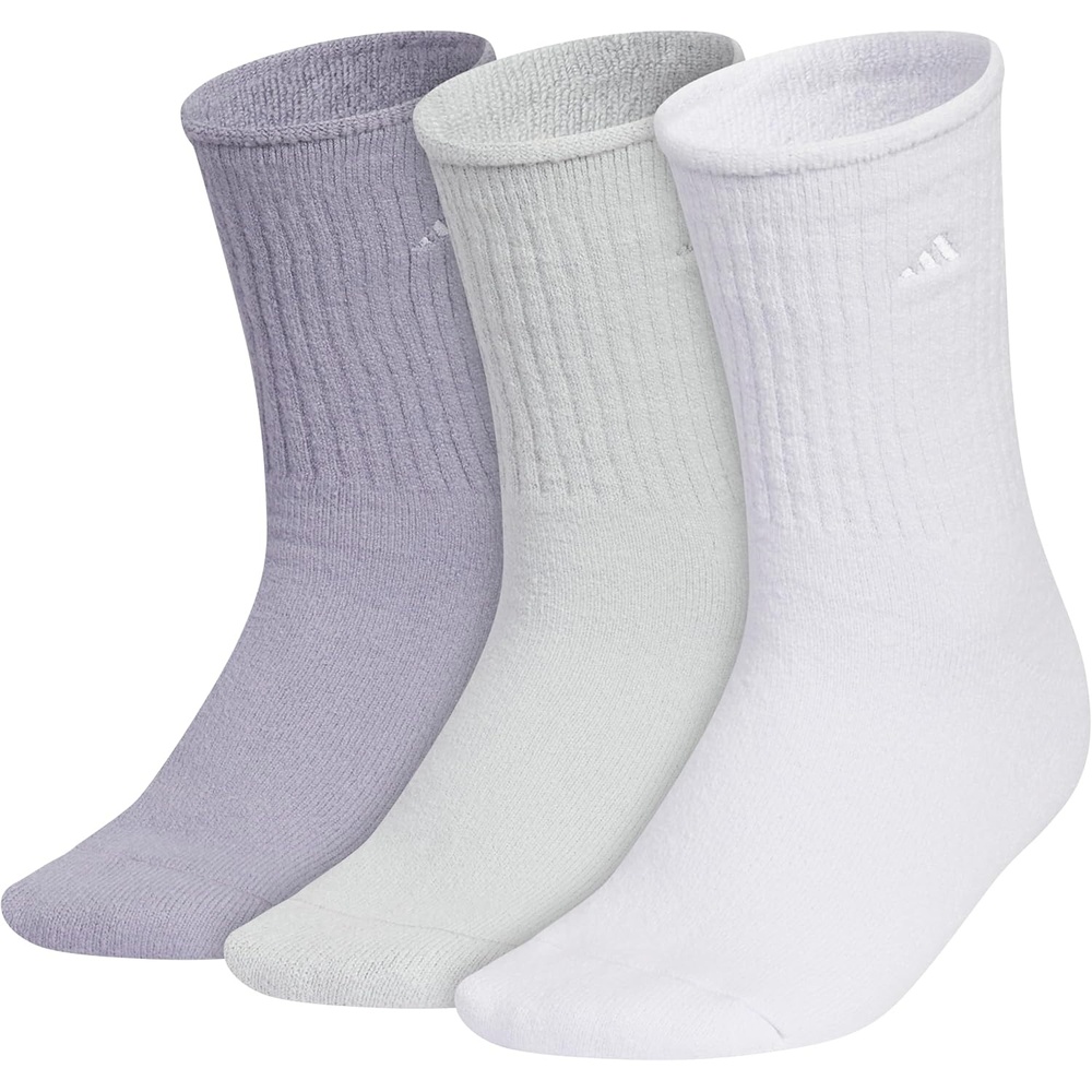 image:imageadidas Womens Cushioned Comfort Socks 3 Pairs Super Soft amp CozyCrew3Slate GreyClear Onix GreyFrozen Purple