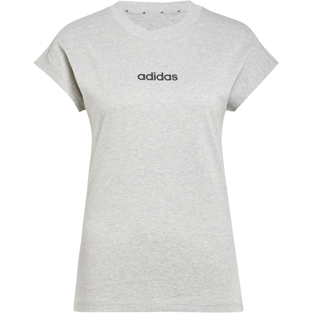 image:imageadidas Womens Essentials Linear Cotton TShirtMedium Grey HeatherBlack