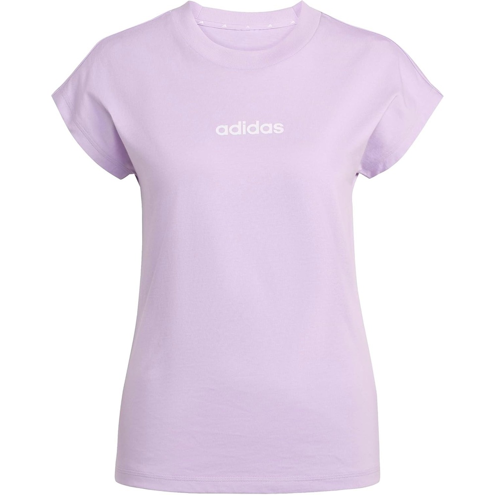 image:imageadidas Womens Essentials Linear Cotton TShirtPowder PlumWhite