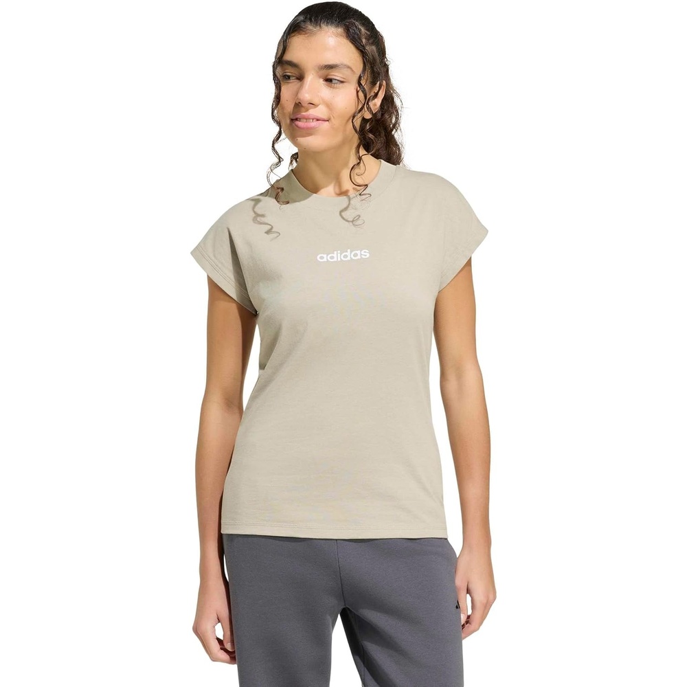 image:imageadidas Womens Essentials Linear Cotton TShirtWonder CargoWhite