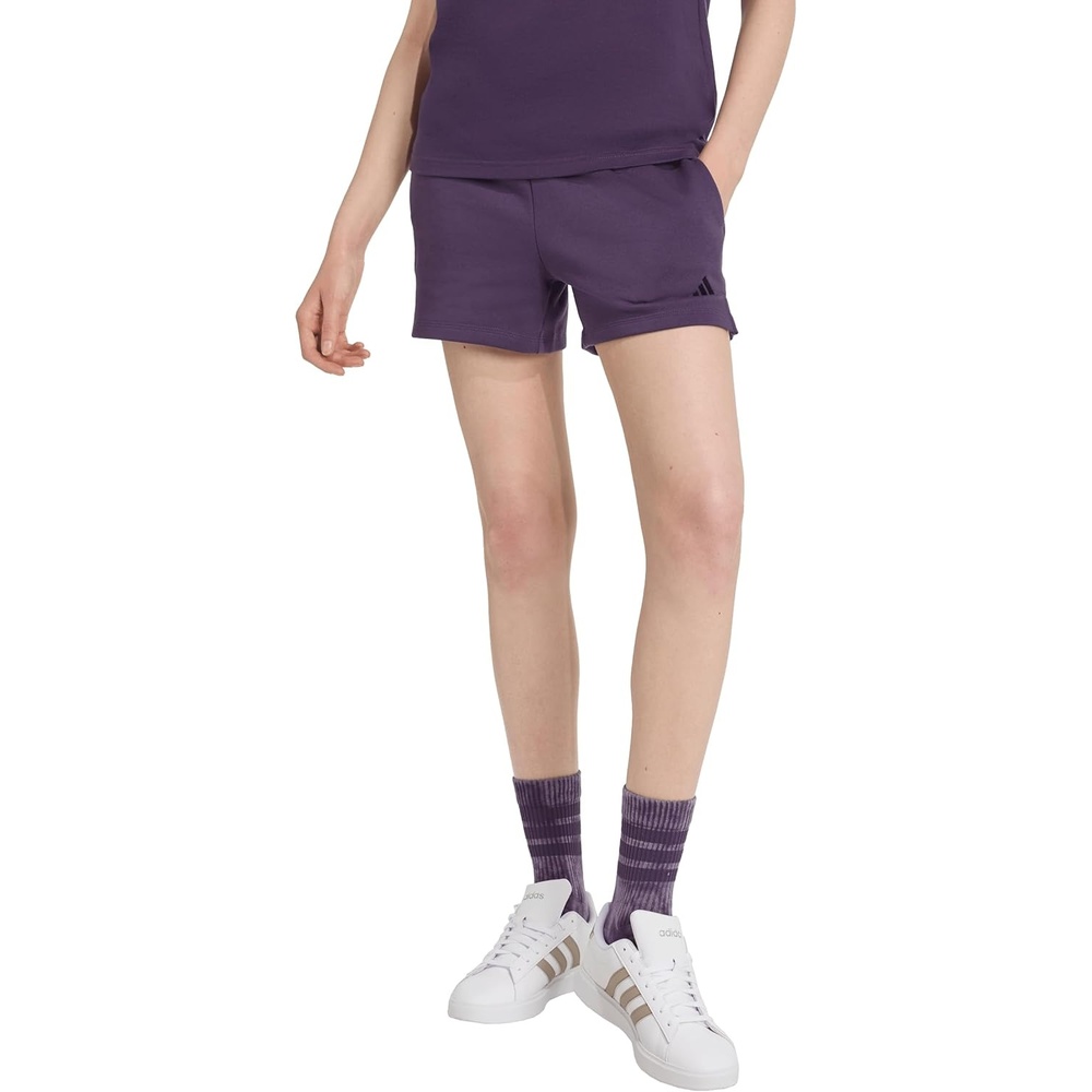 image:imageadidas Womens Essentials Small Logo Feelcozy ShortsAurora PlumBlack